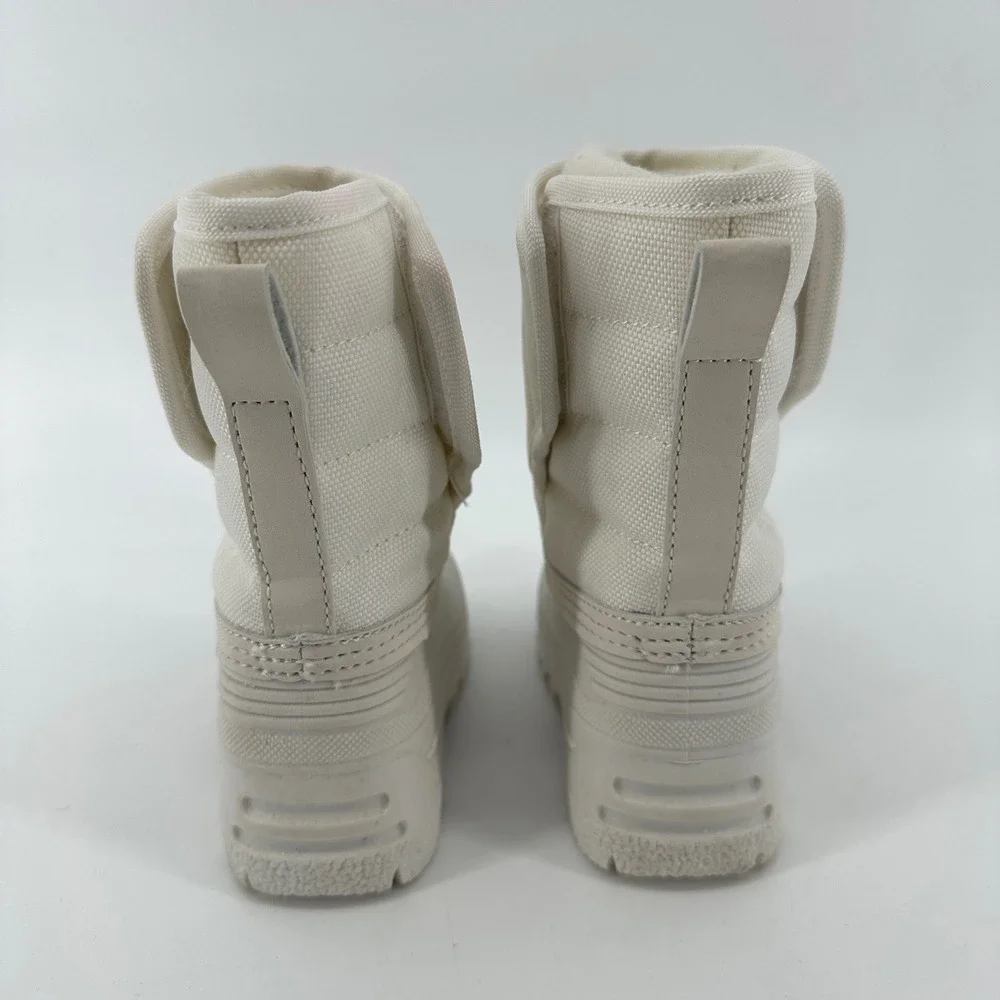 Polo Ralph Lauren Kids White Canvas Rubber Duck Snow Boots Fleece Lined Size 5